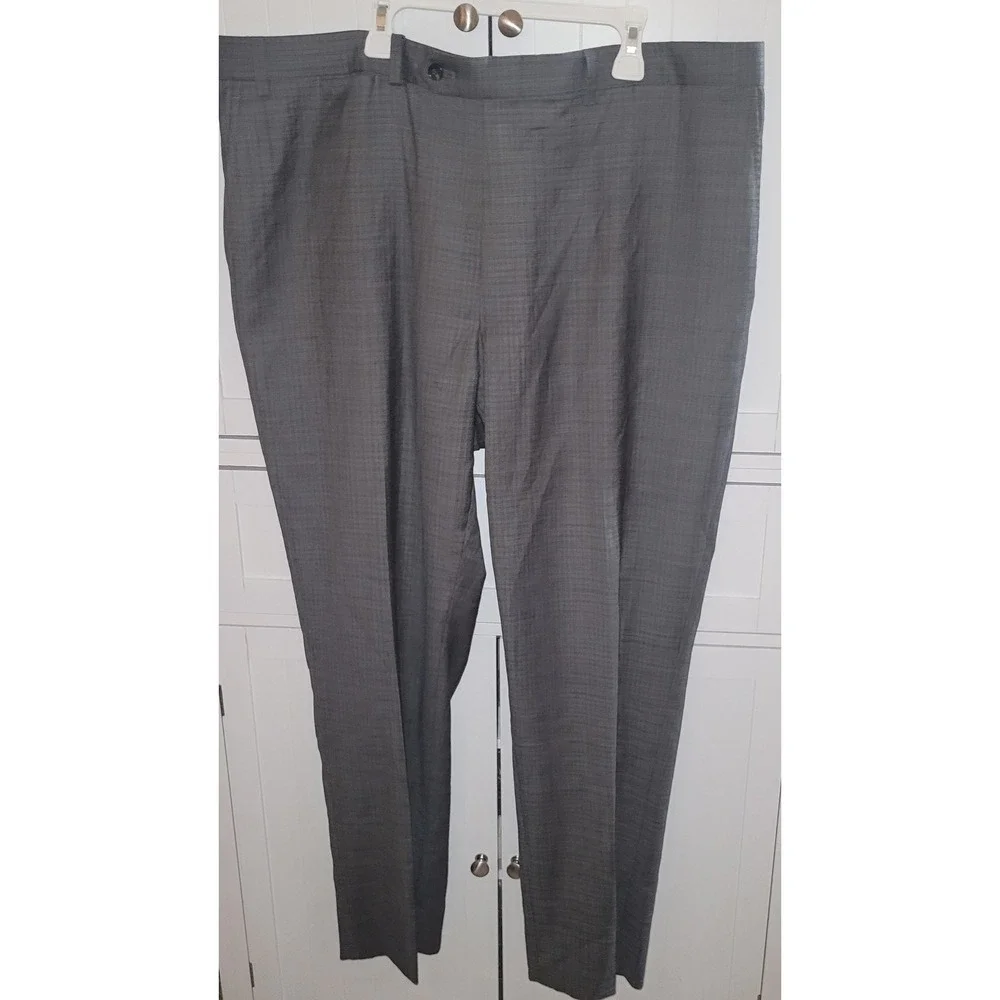Hart Schaffner Marx 100% Wool Plaid Dress Pants Mens 40R Grey Tailored Fit